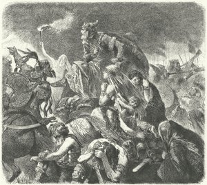 Attila Hun po rozhodujícím útoku Vizigótů v bitvě u Chalons, 451