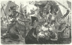 Catherine Cornaro vyplula z Benátek, aby se stala královnou Kypru, 1472 od Hermann Vogel