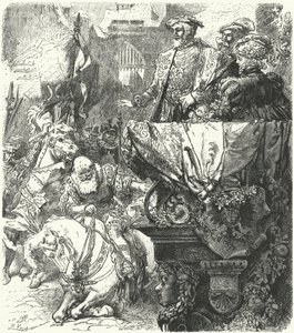 Vévoda Ulrich z Wuttemberska se pokořil před císařem Svaté říše římské Karlem V., 1548 od Hermann Vogel