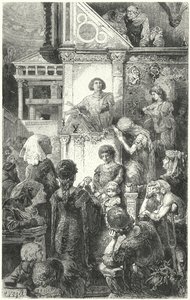 Giovanni Boccaccio recituje Dantesovu božskou komedii lidem ve Florencii, 14. století od Hermann Vogel