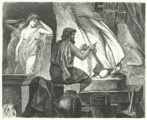 Ateliér athénského sochaře Praxitelese od Hermann Vogel
