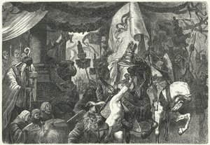 Theoderic Veliký, král Ostrogótů, vjíždí do Říma od Hermann Vogel