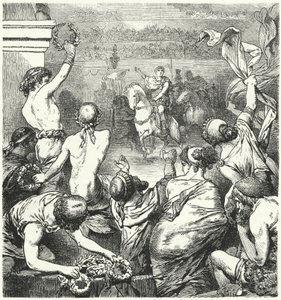 Titus Quinctius Flaminius vyhlašuje svobodu řeckých států, 196 př.n.l od Hermann Vogel