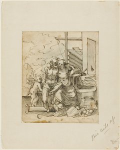 Venuše ve Vulkánově kovárně (recto); geometrie (verso) od Hermann Weyer