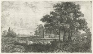 Krajina plná stromů s krytým vozem od Hermanus Jan Hendrik van Rijkelijkhuysen