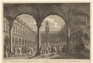 Pohled na nádvoří Beurs van Hendrick de Keyser Pohled na burzu v Amsterdamu / Vue de la Bourse, à Amsterdam (název na objektu) od Hermanus Petrus Schouten (possibly)