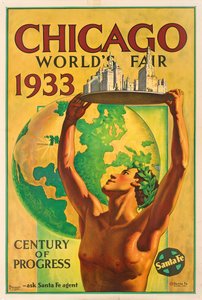 Plakát propagující světovou výstavu v roce 1933 v Chicagu od Hernando Villa