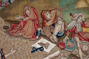 Tapisérie inspirovaná dílem Hieronyma Bosche, kolem roku 1560 (zlato, stříbro, hedvábí a vlna)