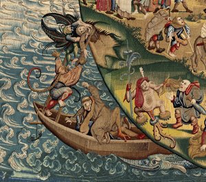 Tapisérie inspirovaná dílem Hieronyma Bosche, kolem roku 1560 (zlato, stříbro, hedvábí a vlna)