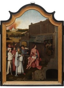 Centrální panel Triptychu Job, cca 1500-24 (olej na panelu) od Hieronymus Bosch