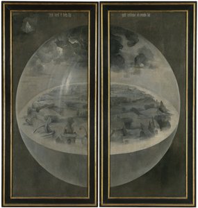 Stvoření světa představujícího kosmickou sféru Země (Bulle). Zadní strana okenic triptychu "Zahrada pozemských rozkoší"". Obraz Hieronyma Van Aekena (Aken) známý jako Hieronymus Bosch (1450-1516)