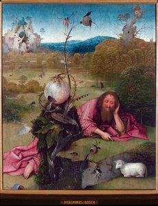 Svatý Jan Křtitel v poušti - Obraz Jheronima van Akena, dit Jerome (Hieronymus) Bosch (asi 1450 -1516), olej na dřevě, 48,5x40 cm, asi 1489 - Madrid, Museo Lazaro Galdiano od Hieronymus Bosch