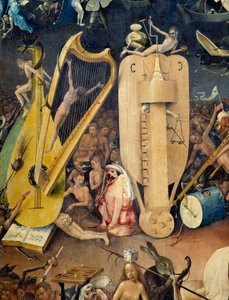 Pekelný detail pravé části triptychu „Zahrada pozemských lahůdek“ od Hieronyma Van Akena (Aken) dit Jerome Bosch (1450-1516) od Hieronymus Bosch