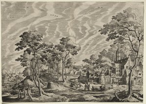 Krajina se zámkem vpravo, 1630. od Hieronymus Cock