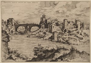 Pohled na most Ponte Quattro Capi a Tiberinský ostrov