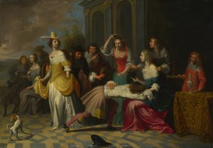 Dámy a pánové hrají La Main Chaude, c. 1655-1665 od Hieronymus, Janssens