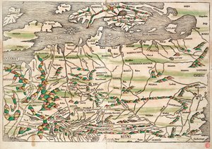 Mapa střední a severní Evropy od Hieronymus Münzer