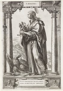 Svatý Jan Evangelista S. Iohannes (titul na objektu) Kristus a dvanáct apoštolů a sv. Pavel (název série) od Hieronymus Wierix