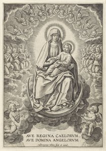 Marie s Ježíškem na půlměsíci Ave Regina Caelorum, Ave Domina Angelorvm (titul na objektu)