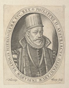 Filip II. Španělský, konec 16.-začátek 17. století (rytina)