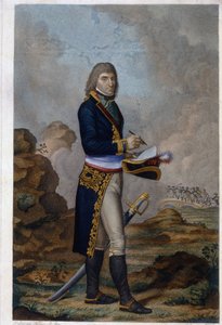Portrét císaře Napoleona Bonaparta (1769-1821). (Portrét císaře Napoleona Bonaparta). Dílo Hilaire Ledru (1769-1840), rytina kolorovaná akvarelem, cca 1810. Francouzské umění od Hilaire Ledru