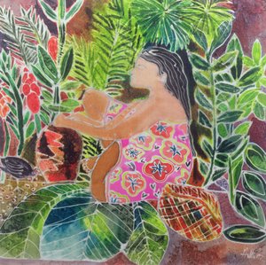 Potter in the Tropics (barevné inkousty na hedvábí) od Hilary Simon