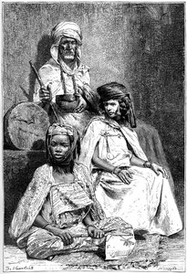 Arabský žebrák, ženy Biskra a El-kantra, c1890