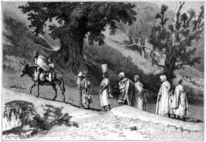 Rodinná skupina Kabyle na cestách, Alžírsko, c1890
