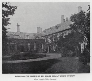 Frewin Hall, rezidence krále Edwarda VII při studiu na Oxfordské univerzitě (černobílá fotografie)