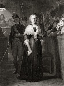 Marie Antoinetta před revolučním tribunálem, 14. října 1793, vyryl William French (c.1815-98) od Hippolyte Delaroche