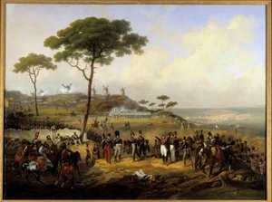 Expedice ze Španělska v roce 1823: „“ Obsazení zákopů svaté Margarity před Coruñou 5. července od Hippolyte Lecomte