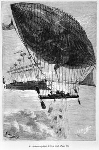 Albatros a hlava, ilustrace z knihy Robur le Conquerant od Julese Verna (1828-1905) Paříž, Hetzel, 1886