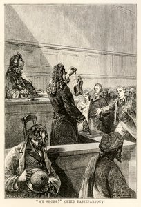 Moje boty!, zvolal Passepartout, z knihy Cesta kolem světa za osmdesát dní od Julese Verna (1828-1905), vyryl Adolphe François Pannemaker (1822-1900), 1873