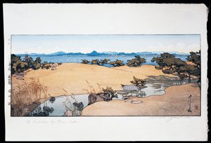Zahrada u jezera Biwa od Hiroshi Yoshida