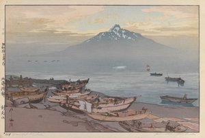 Mírumilovné Rishiri (dřevořez na papíře) od Hiroshi Yoshida