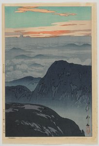 Východ slunce v Eboshidake, ze série, Dvanáct scén v japonských Alpách, éra Taisho