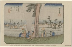 Hamamatsu č. 30. Hawawatsu: jedno z padesáti tří známých míst na Tokaidu, namaloval Hiroshige De Tôkaidô van Hiroshige (název série) Hiroshige no fude Tôkaidô (název série na objektu) od Hiroshige (I) , Utagawa