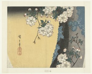 Mechový kmen a třešňové květy od Hiroshige (I) , Utagawa