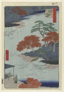 Chrámový areál svatyně Akiba v Ukiji Ukiji Akiba no keidai (název na objektu) Sto slavných tváří na Edo (název série) Meisho Edo hyakkei (název série na objektu) od Hiroshige (I) , Utagawa