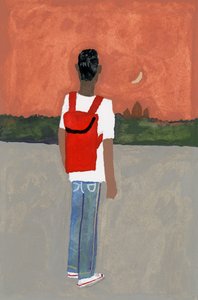 Cestovatel s červeným batohem, 2016, od Hiroyuki Izutsu