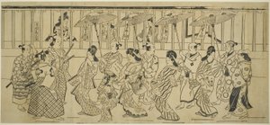 Para de of korutesan s, c. 1690 (prosím vytisknout; Sumizurie, Kakemono Yokoe) od Hishikawa Moronobu
