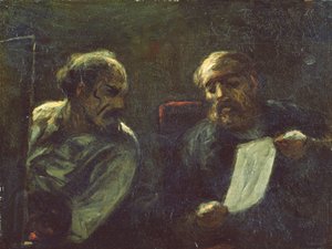 Diskuse v ateliéru, 1852-55 od Honoré Daumier