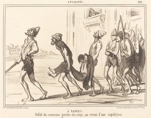 V Neapoli: Průvod... bodyguardů... od Honoré Daumier