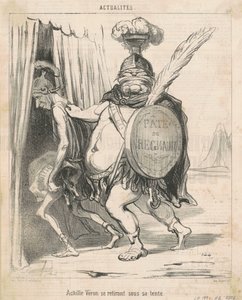 Achille Vèron se stahuje do svého stanu od Honoré Daumier