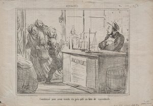 Aktuality č. 252: Odsouzen za to, že místo vlhkého hnědého cukru prodal hromadu písku, 1855. od Honoré Daumier