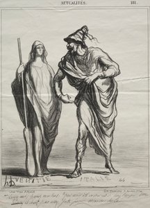 Aktuality, deska 181: Za co mě máš! Vezmi mou paži, 1866. od Honoré Daumier