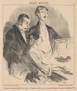 Pařížští amatéři si užívají Rossiniho pobyt od Honoré Daumier