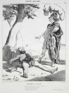 Starověká historie, deska 20: Alexander a Diogenes od Honoré Daumier