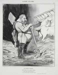 Starověká historie, deska 26: Stáj Augeas, 25. září 1842. od Honoré Daumier