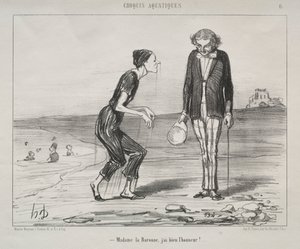 Aquatic Sketches, deska 8: Madame la Baronne, je mi ctí... od Honoré Daumier